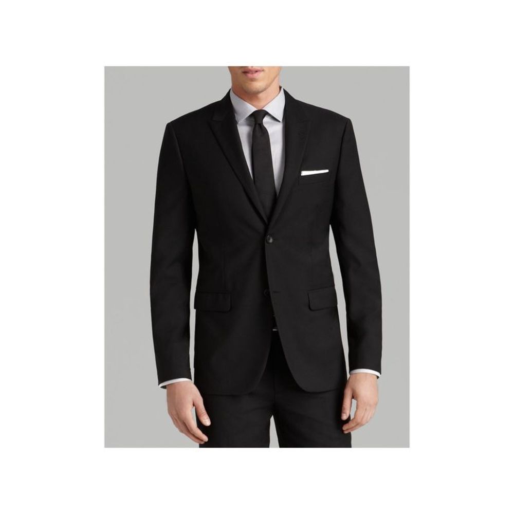 THEORY Mens Black Single Breasted, Heather Suit Jacket 42R